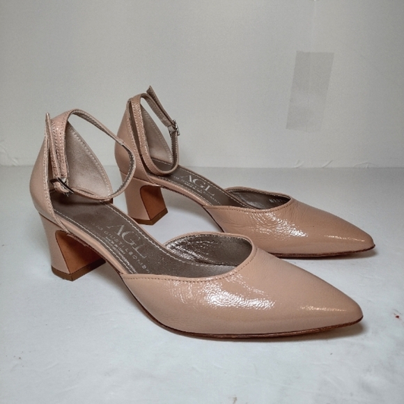 AGL Women's Nude Ankle Strap Heels with Cylindrical Heel Size (8.5) - Picture 1 of 15